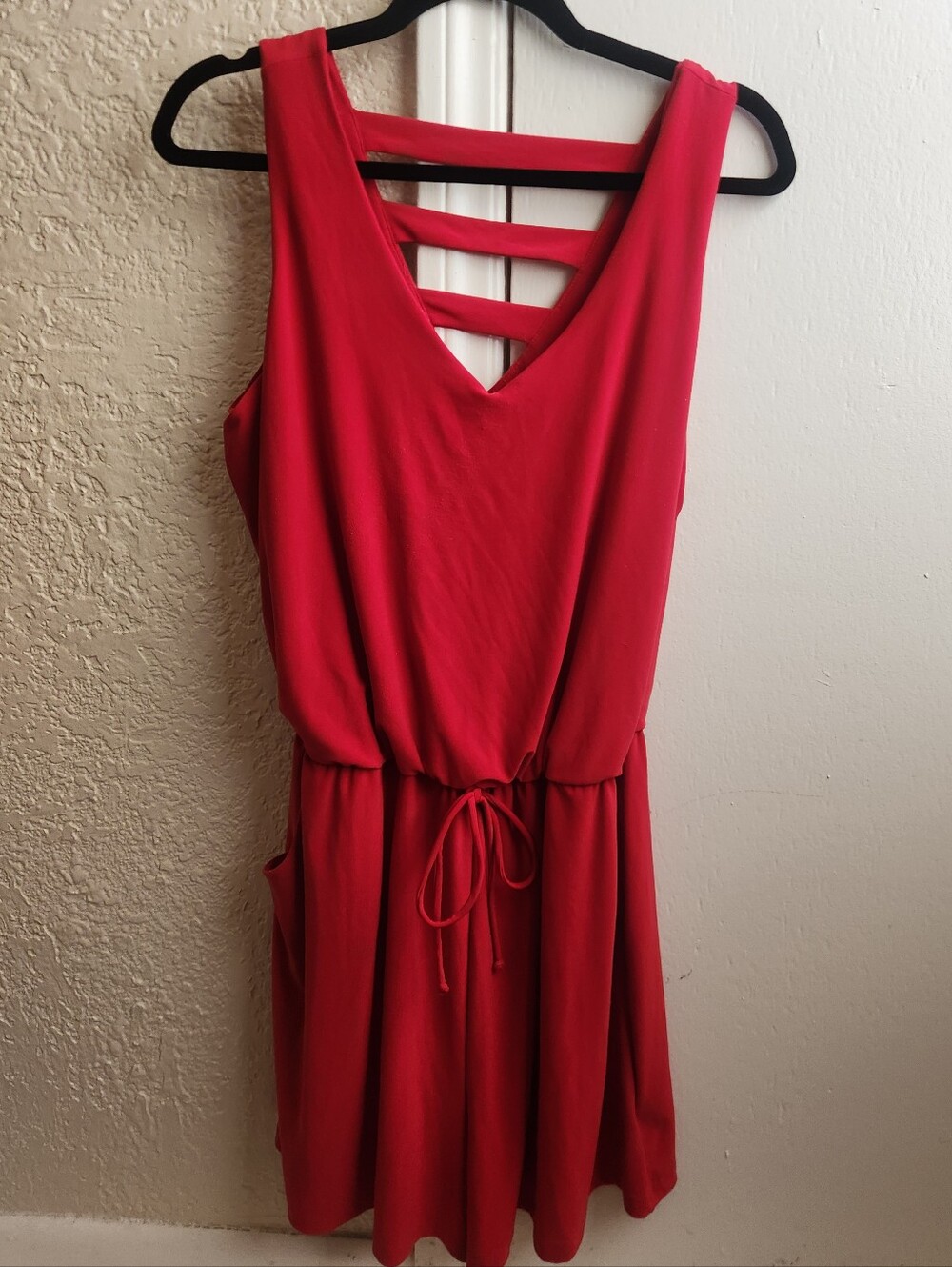 maurices - Red Sleeveless V-Neck Drawstring Romper